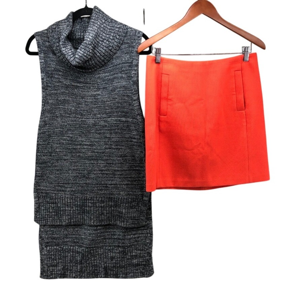 Banana Republic Mixed Lot Womens Small 4 Orange Grey Sweater Skirt Set
